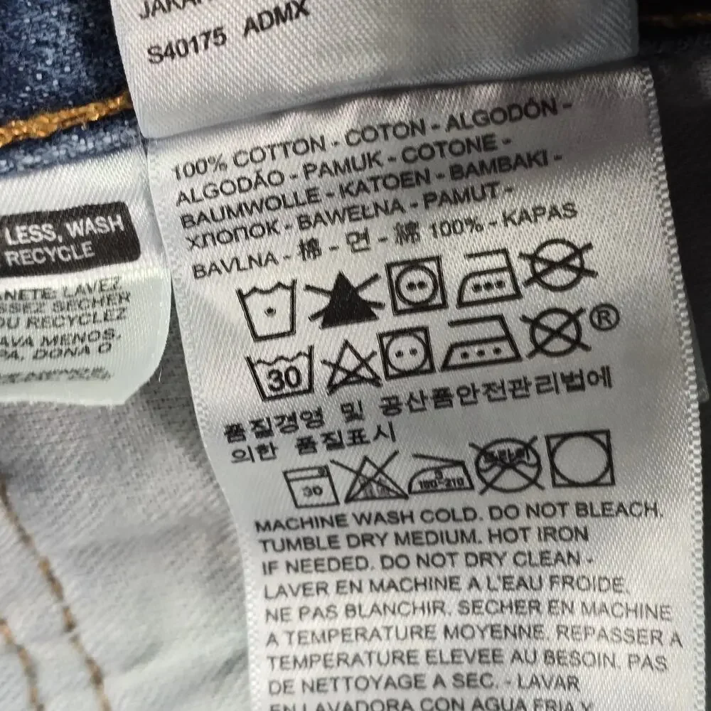 Levis 501 Jeans 36x34 (36x33) Blue Denim Straight Leg Button Fly Cotton Whisker